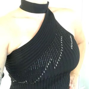 Black Cache Turtleneck Sleeveless Top